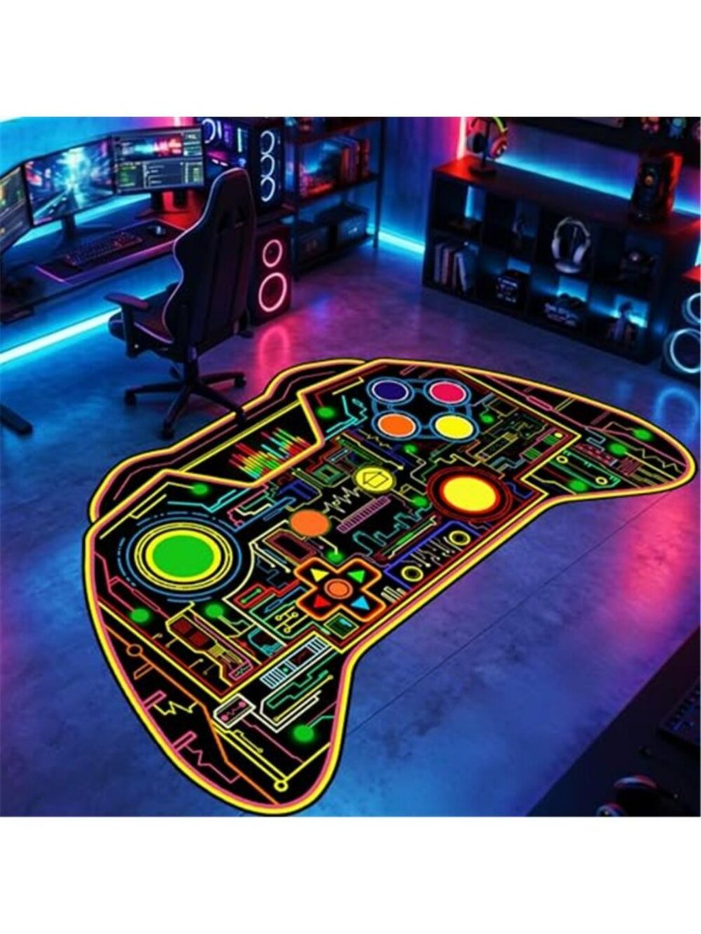 3x5 Feet Gamer Rug for Boys Room - Gaming Rug, Colorful Game Controller Shape